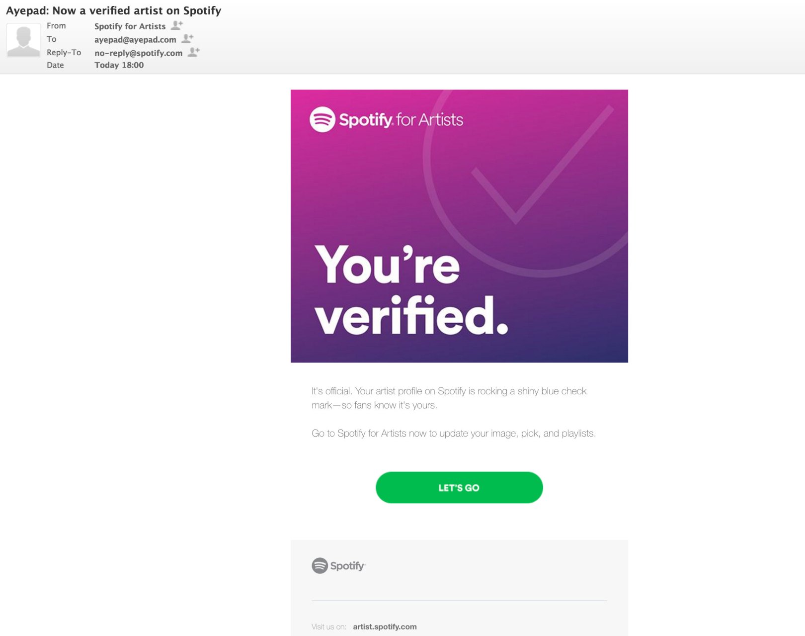 Email from Spotify